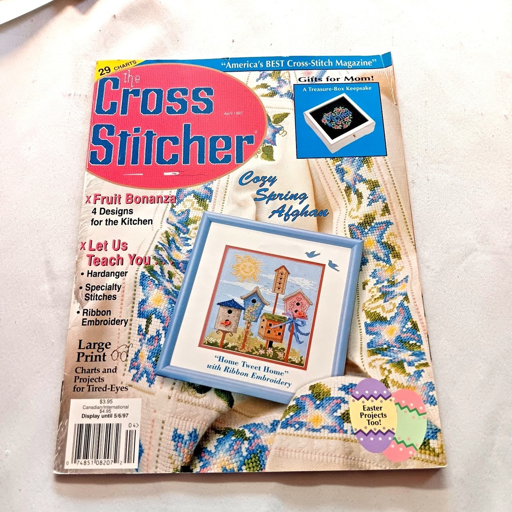 Cross Stitcher Magazine April 1997  Easter Spring Patterns Sampler‎ Angel Xmas +